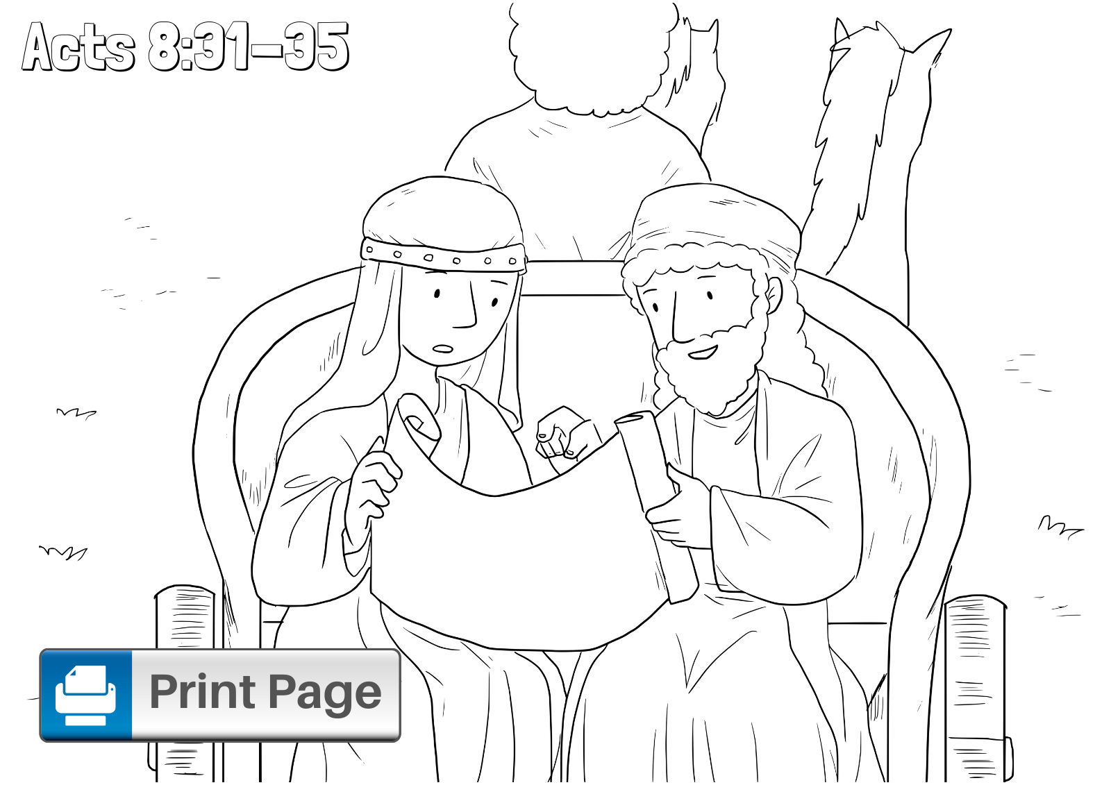 Philip and the Ethiopian Eunuch Coloring Page